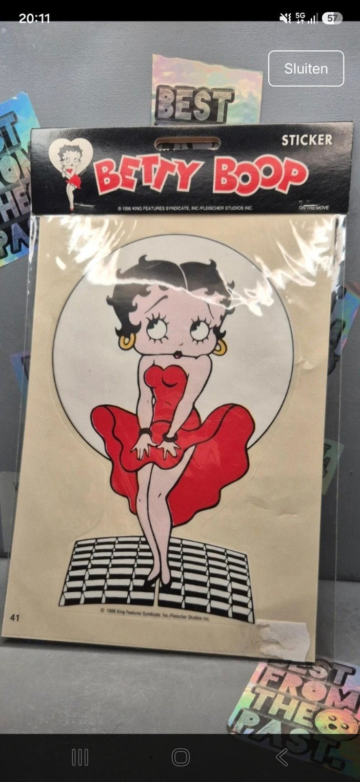 Vintage Betty Boop Sticker - Nieuw in verpakking, Ophalen of Verzenden