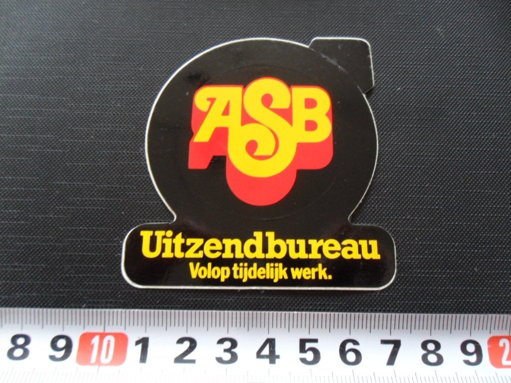 sticker ASB uitzendbureau volop tijdelijk werk, Verzamelen, Ophalen, Zo goed als nieuw