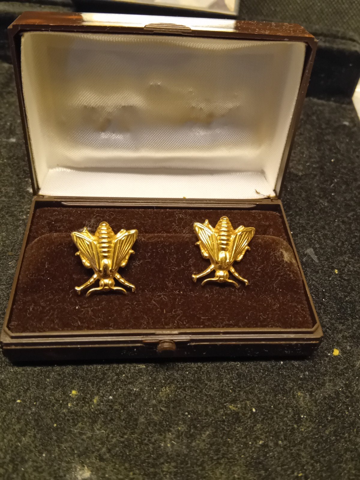 Set vergulde manchetknopen. Bijtjes, Ophalen of Verzenden, Overige materialen, Verguld