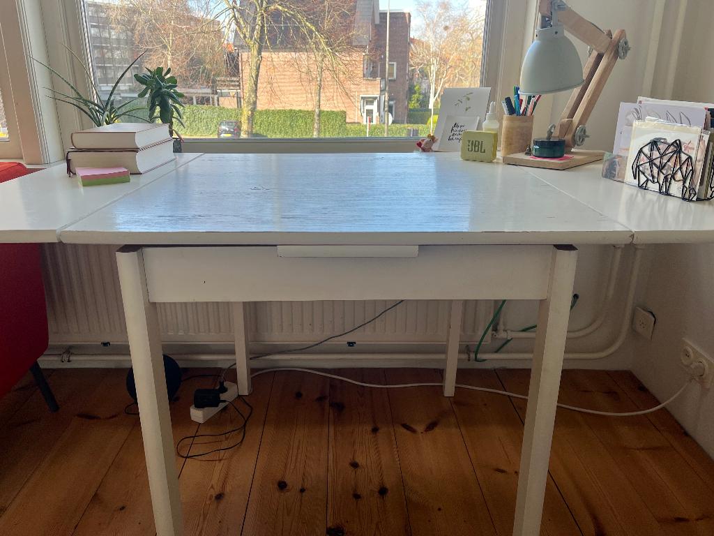 Tafel wit, Huis en Inrichting, Tafels | Eettafels, Ophalen, Gebruikt, 100 tot 150 cm, 50 tot 100 cm