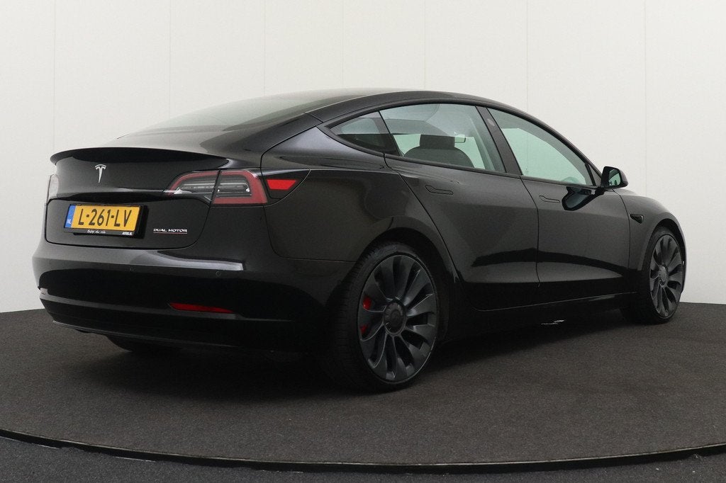 Tesla Model 3 Performance AWD 75 kWh 463 PK FSD-3 20'LMV Aap, Auto's, Tesla, Automaat, Gebruikt, Zwart, Stoelverwarming