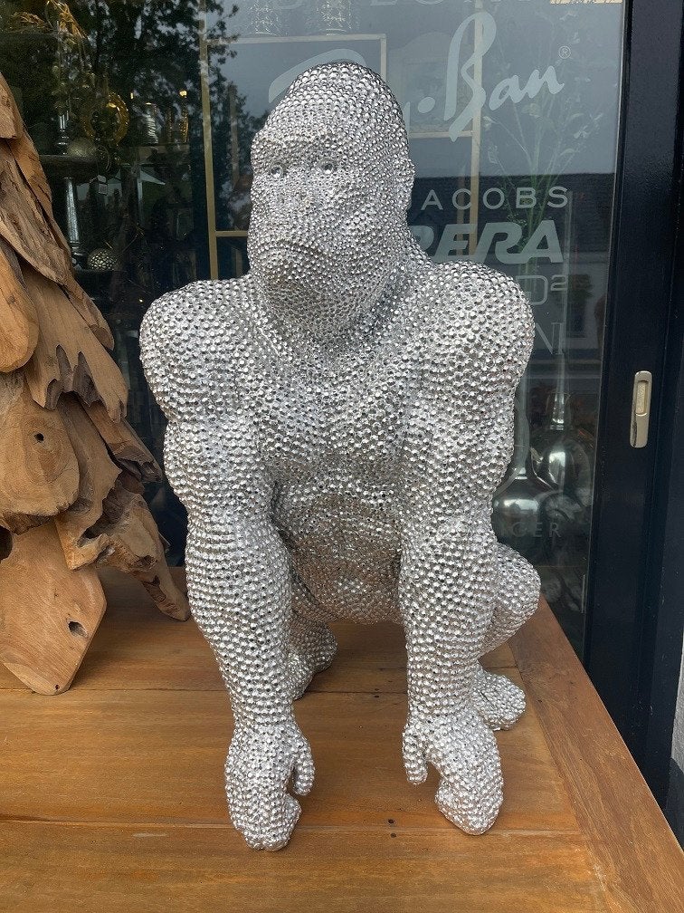 UNIEK XXL Gorilla Art design object polyresin diamant effect, Ophalen