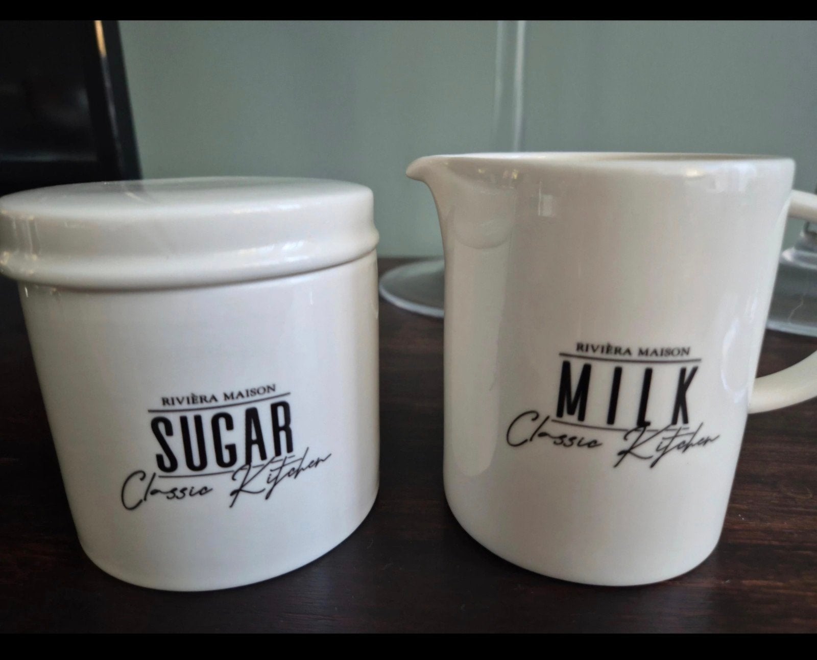 Riviera Maison Sugar & Milk set - Classic Kitchen, Ophalen of Verzenden, Zo goed als nieuw, Voorraadpot, Steen/keramiek