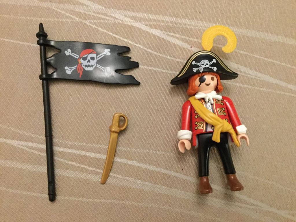 Playmobil piraat met vlaggenstok., Kinderen en Baby's, Speelgoed | Playmobil, Ophalen of Verzenden, Zo goed als nieuw