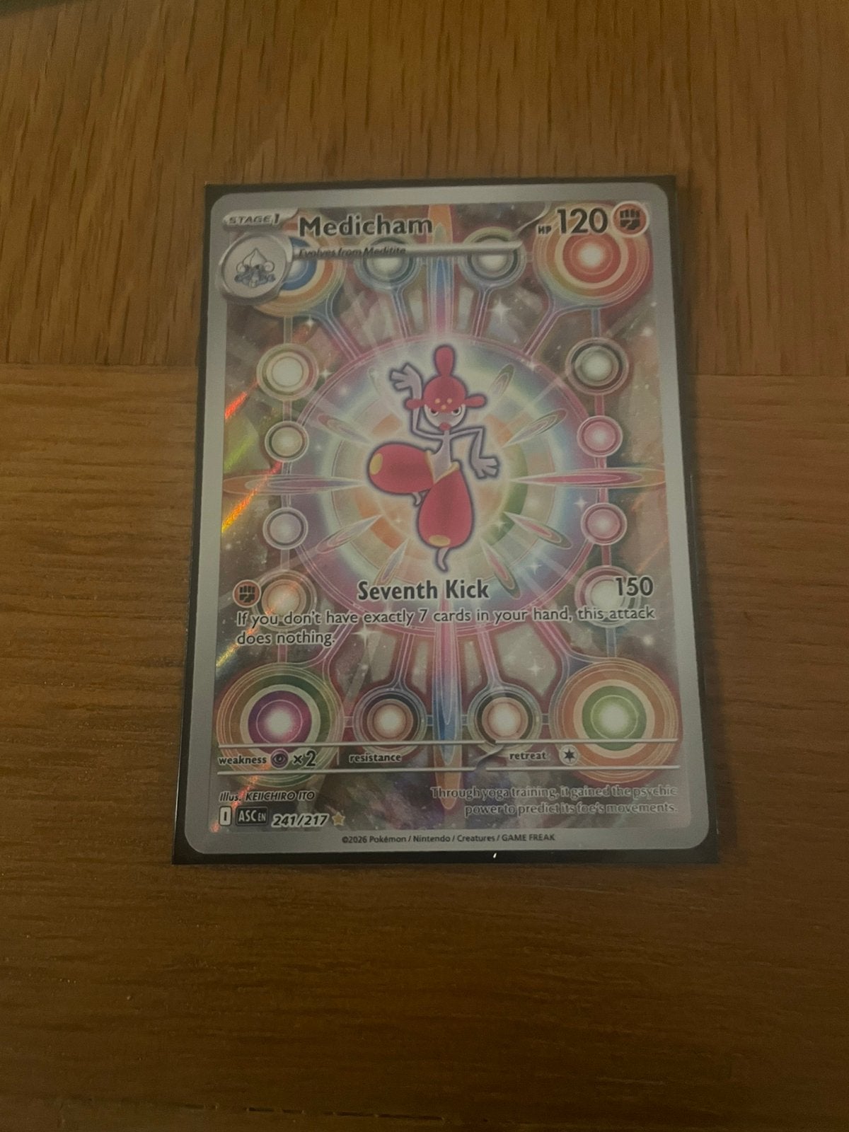 Pokémon Medicham 241/217, Ophalen of Verzenden, Zo goed als nieuw, Losse kaart, Foil