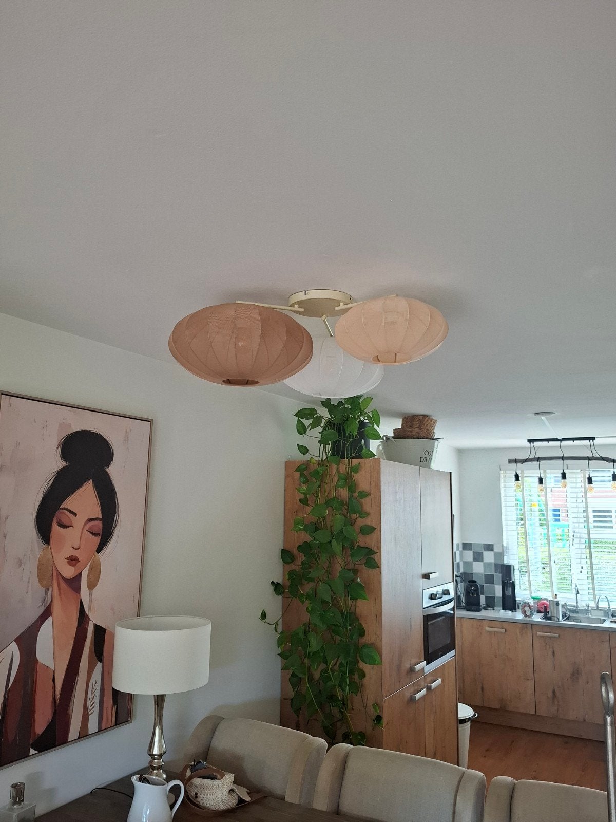 Japandi Plafondlamp QAZQA - Zo goed als nieuw, Ophalen, Meerkleurig, Metaal, Zo goed als nieuw