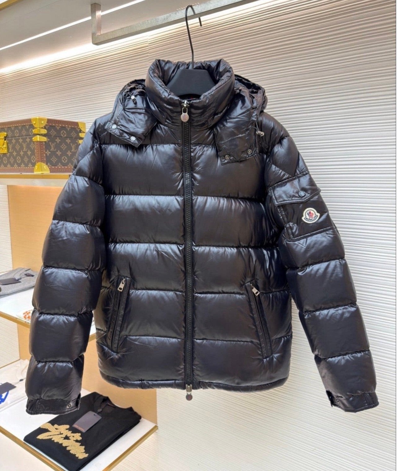Moncler Maya Puffer Jas Zwart -, Ophalen of Verzenden, Zo goed als nieuw, Overige maten, Zwart