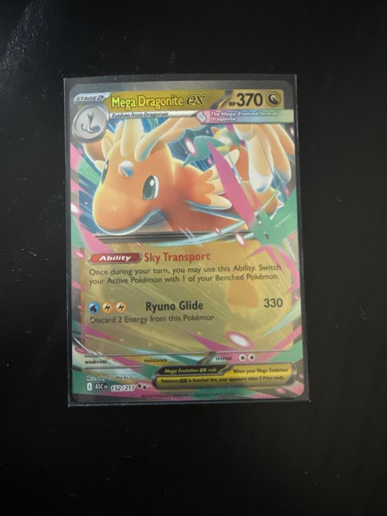 Mega Dragonite EX Pokémon Kaart 152/217, Ophalen of Verzenden, Zo goed als nieuw, Losse kaart