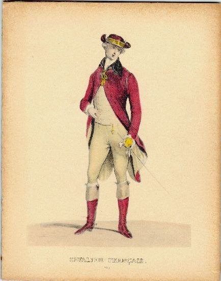 litho Cavalier oud kostuum Francais, Archille Deveria 1779, Antiek en Kunst, Origineel, Ophalen of Verzenden, Portret en Figuren