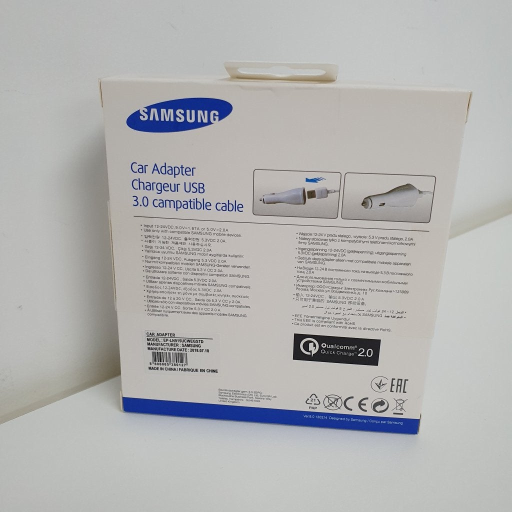 Samsung MicroUSB autolader wit, Madefor@samsung.com, Nieuw, Ophalen of Verzenden, Evert van de Beekstraat 310, 1118CX Schiphol