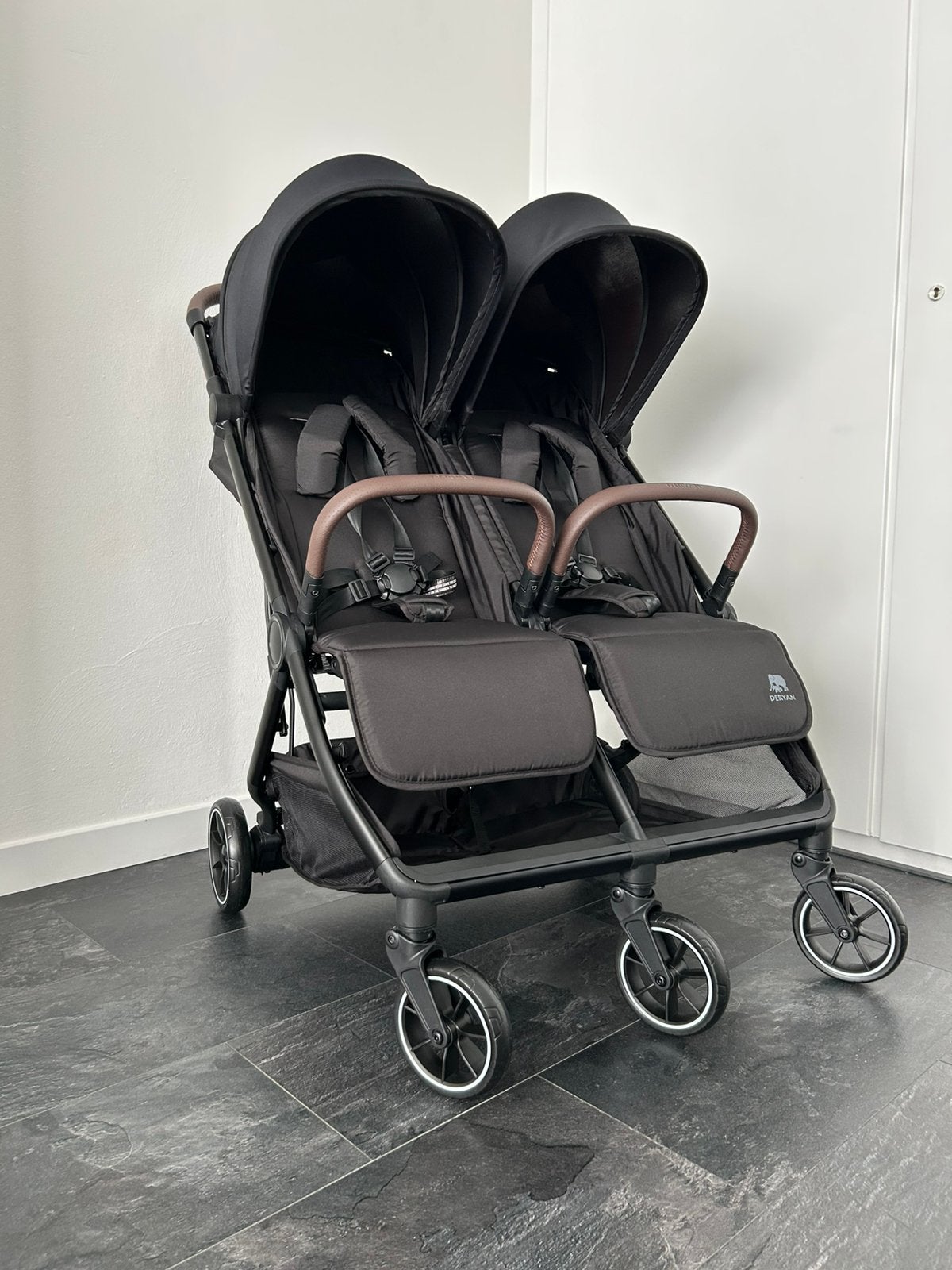 DERYAN Rolo DuoBuggy X2 Premium V2 Zwart Zo goed als nieuw!, Ophalen, Zo goed als nieuw, Overige merken, Duomodel