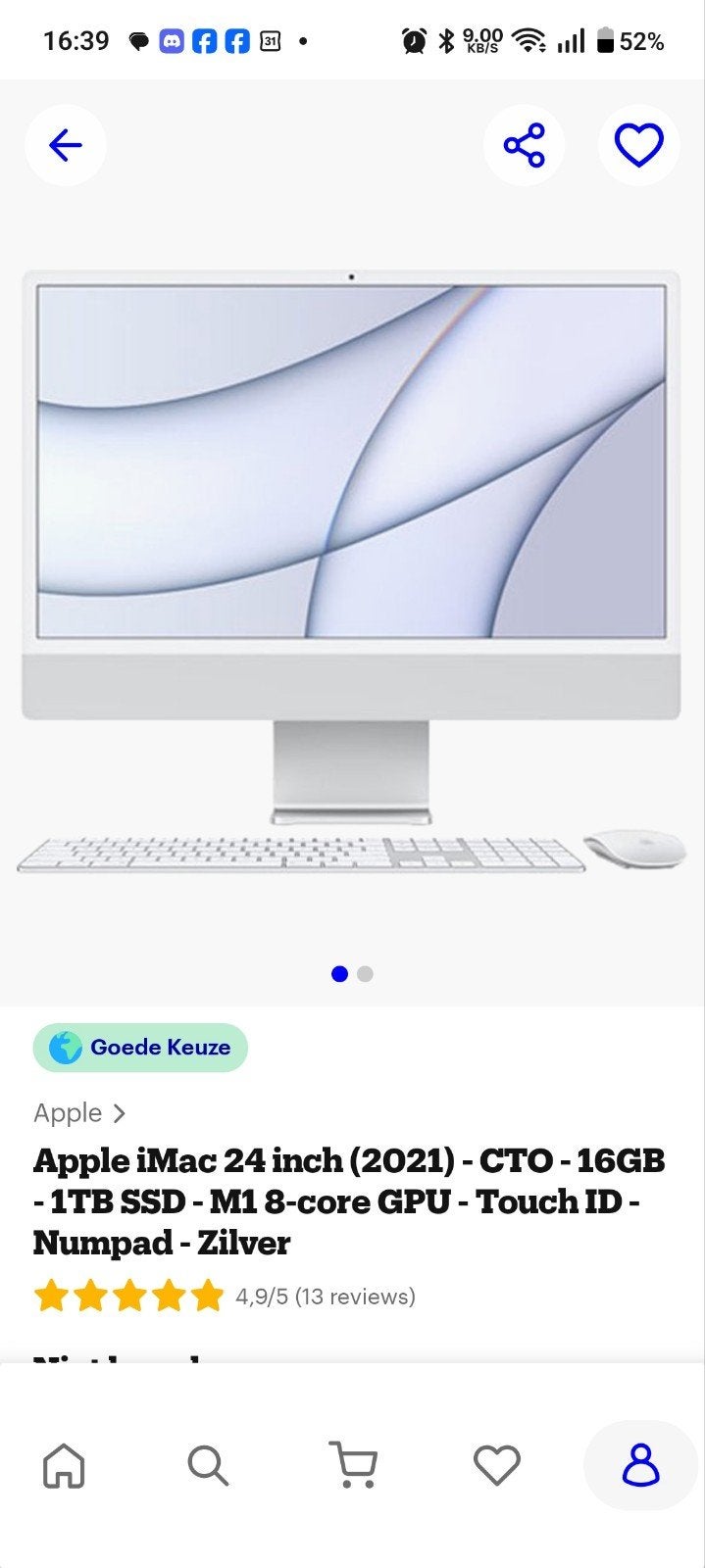 Apple iMac 24 inch (2021) - Zo goed als nieuw, Computers en Software, Apple Desktops, Ophalen, 1 TB SSD, SSD, IMac