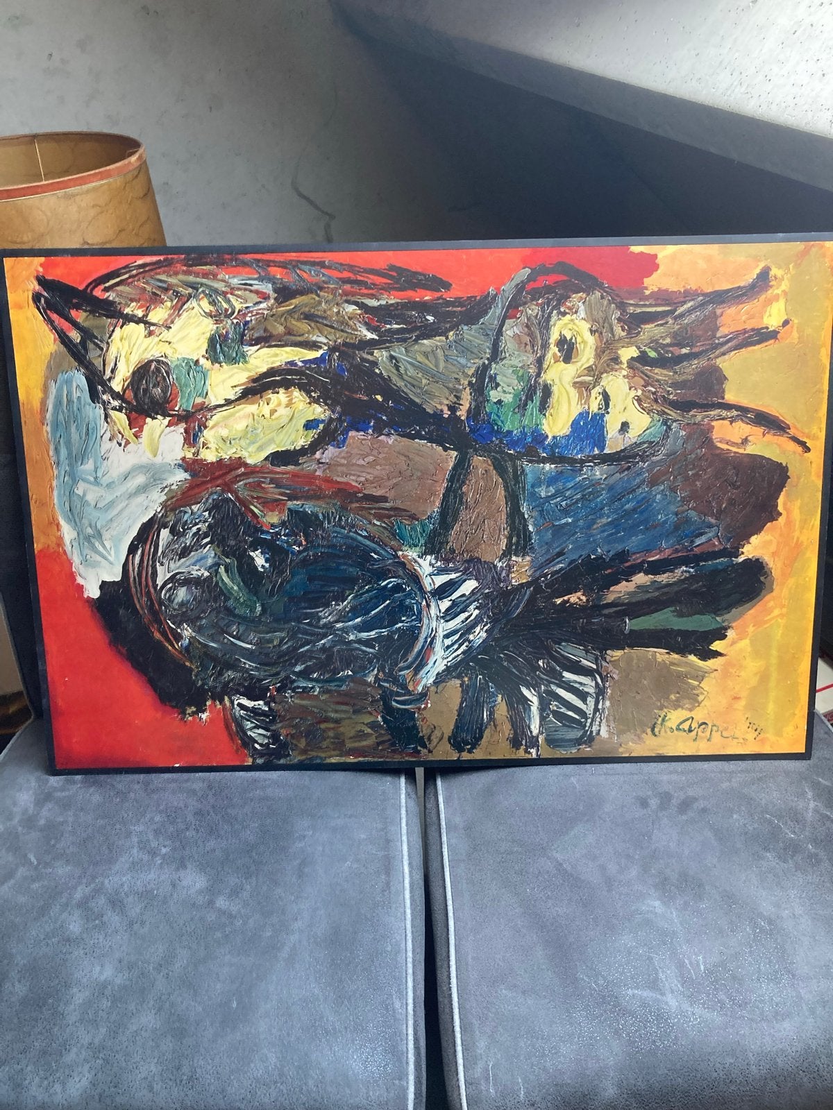 Karel Appel - Twee Vogels (1954) litho - Gesigneerd, Hout, Ophalen of Verzenden, Dieren, Gesigneerd