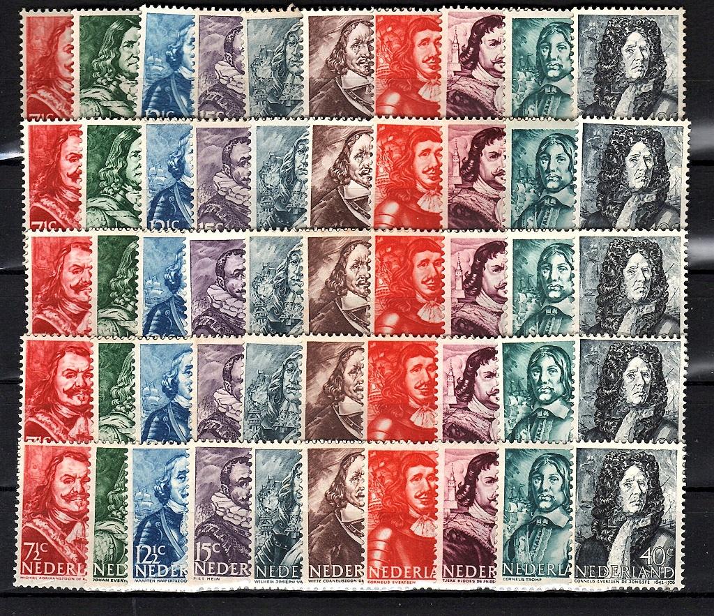 Nvph 412-421 zeehelden 1943 ongebruikt 5 maal., Ophalen of Verzenden, Na 1940, Postfris