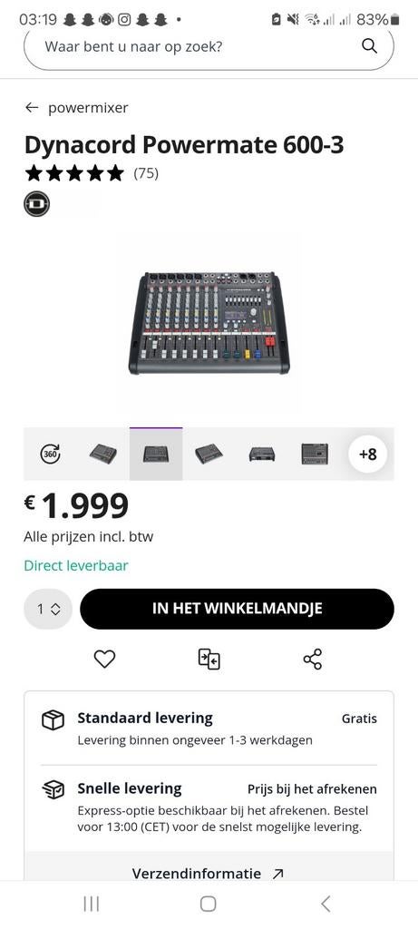Dynacord Powermate 600-3 inclusief flightcase, Ophalen of Verzenden