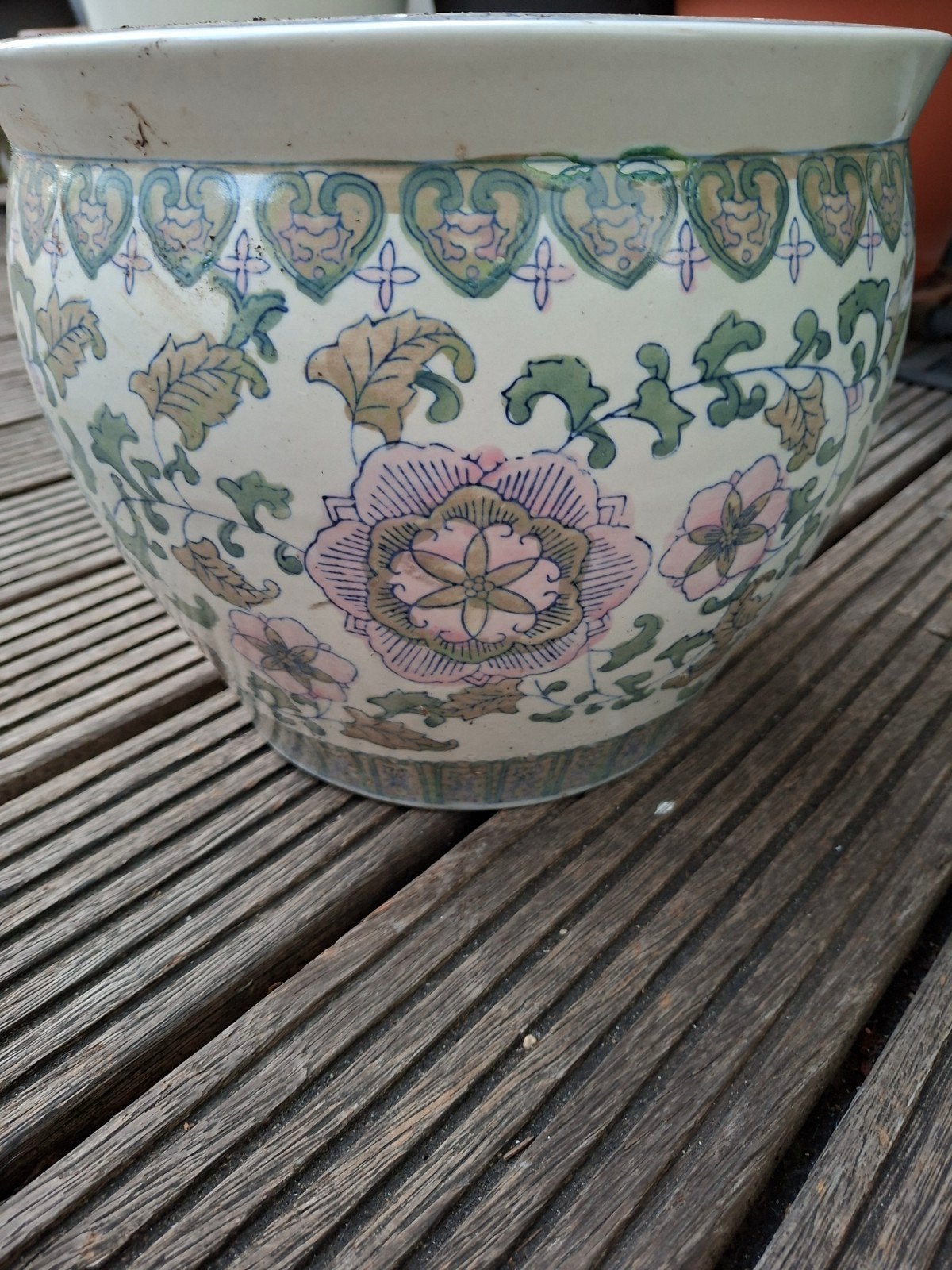 Bloempot Chinees, Dia30,H25, € 50,-,ZIE OOK MIJN OV. ADVERTS, 25 tot 40 cm, Overige materialen, Rond, Ophalen of Verzenden