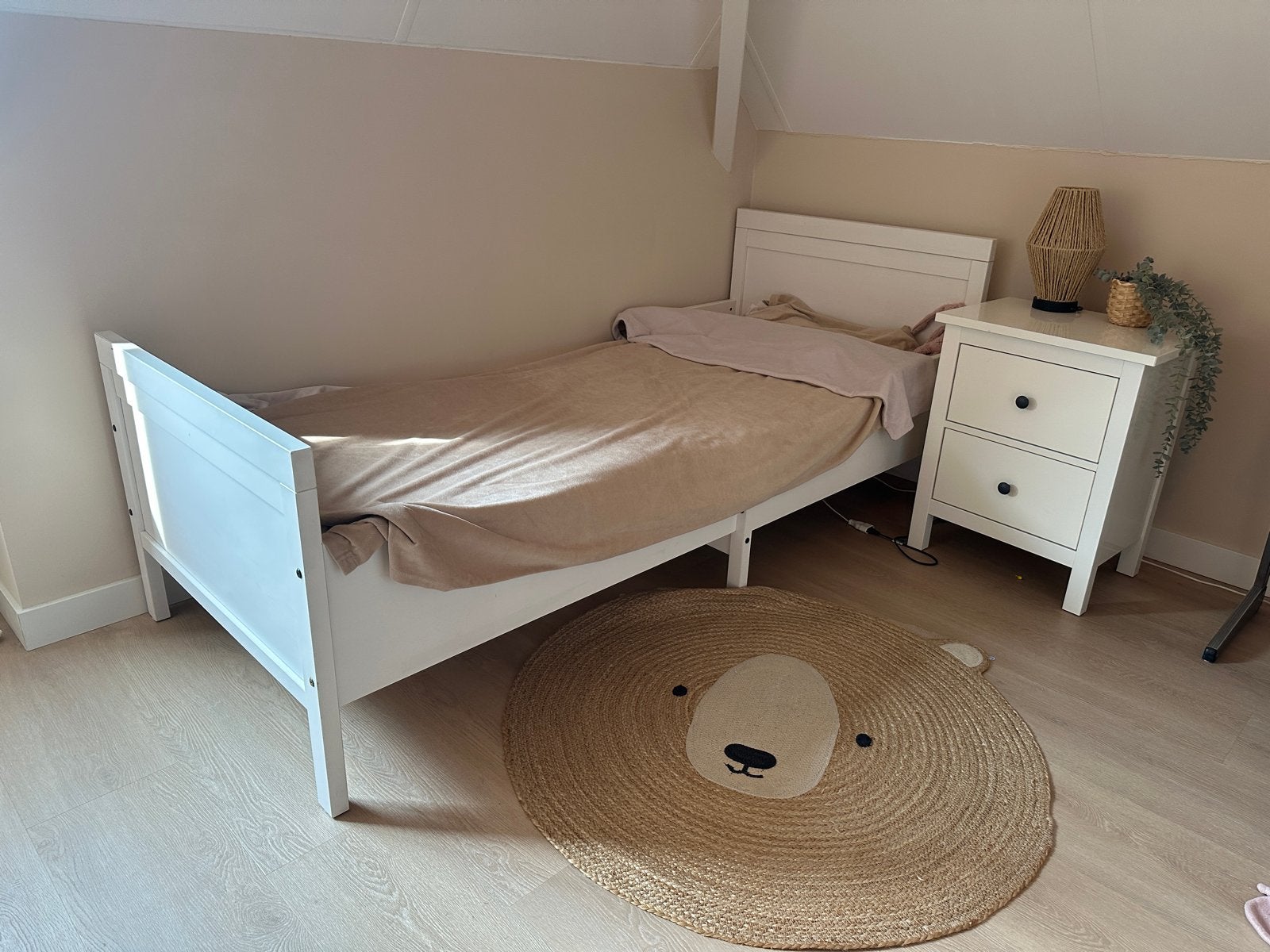 Ikea Sundvik meegroeibed met Vimsig matras, peuter/kleuter, Ophalen, Eenpersoons, Wit, 80 cm