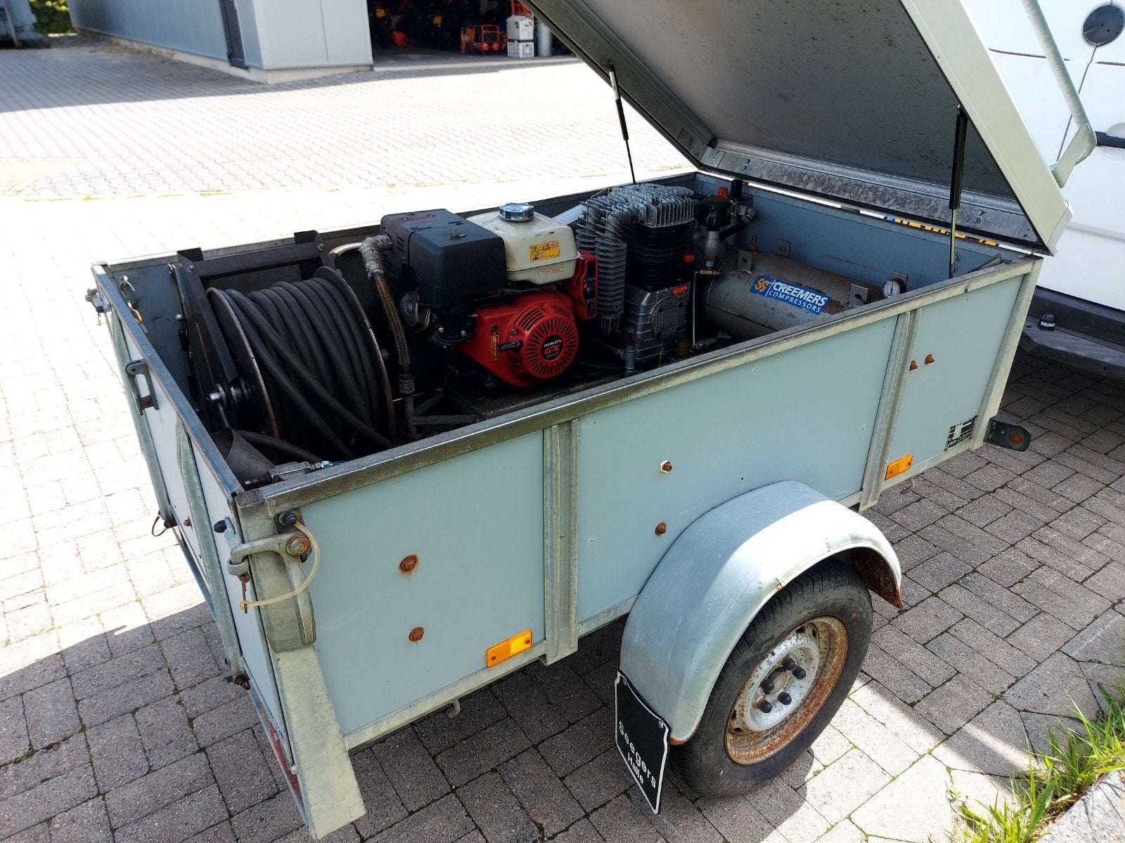 Creemers compressor Honda GX340 Saris bagagewagen met deksel, Ophalen, Gebruikt