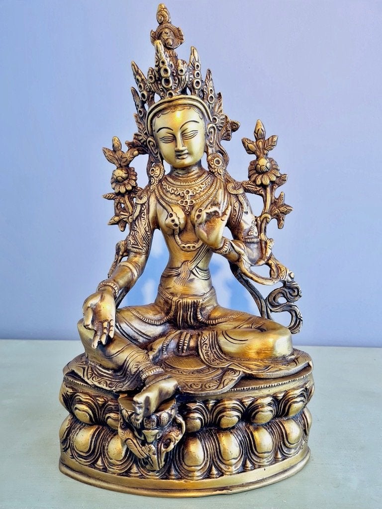 GROENE TARA BEELD BRONS INDIA 35 CM!, Ophalen of Verzenden, Nieuw, Religie