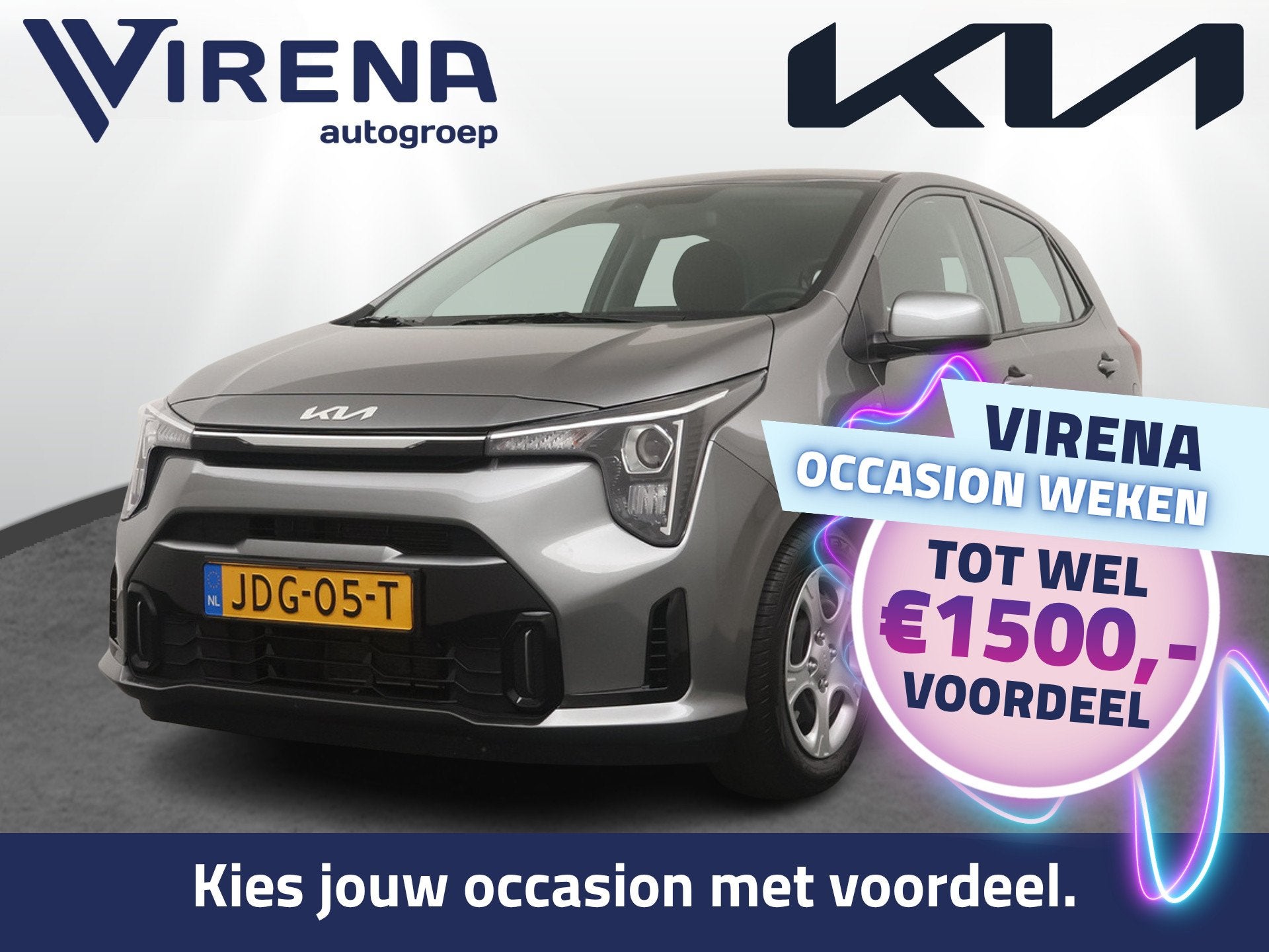 Kia Picanto 1.0 DPI DynamicLine Automaat - Navigatie - Cruis, Stof, 4 stoelen, 3 cilinders, 884 kg