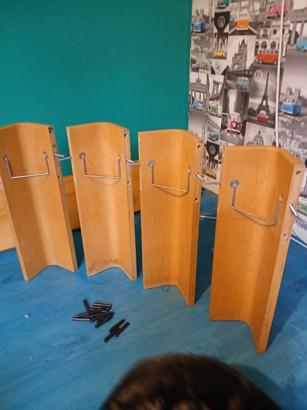 auping bed poten licht bruin, Ophalen, Gebruikt, Beige, Overige maten