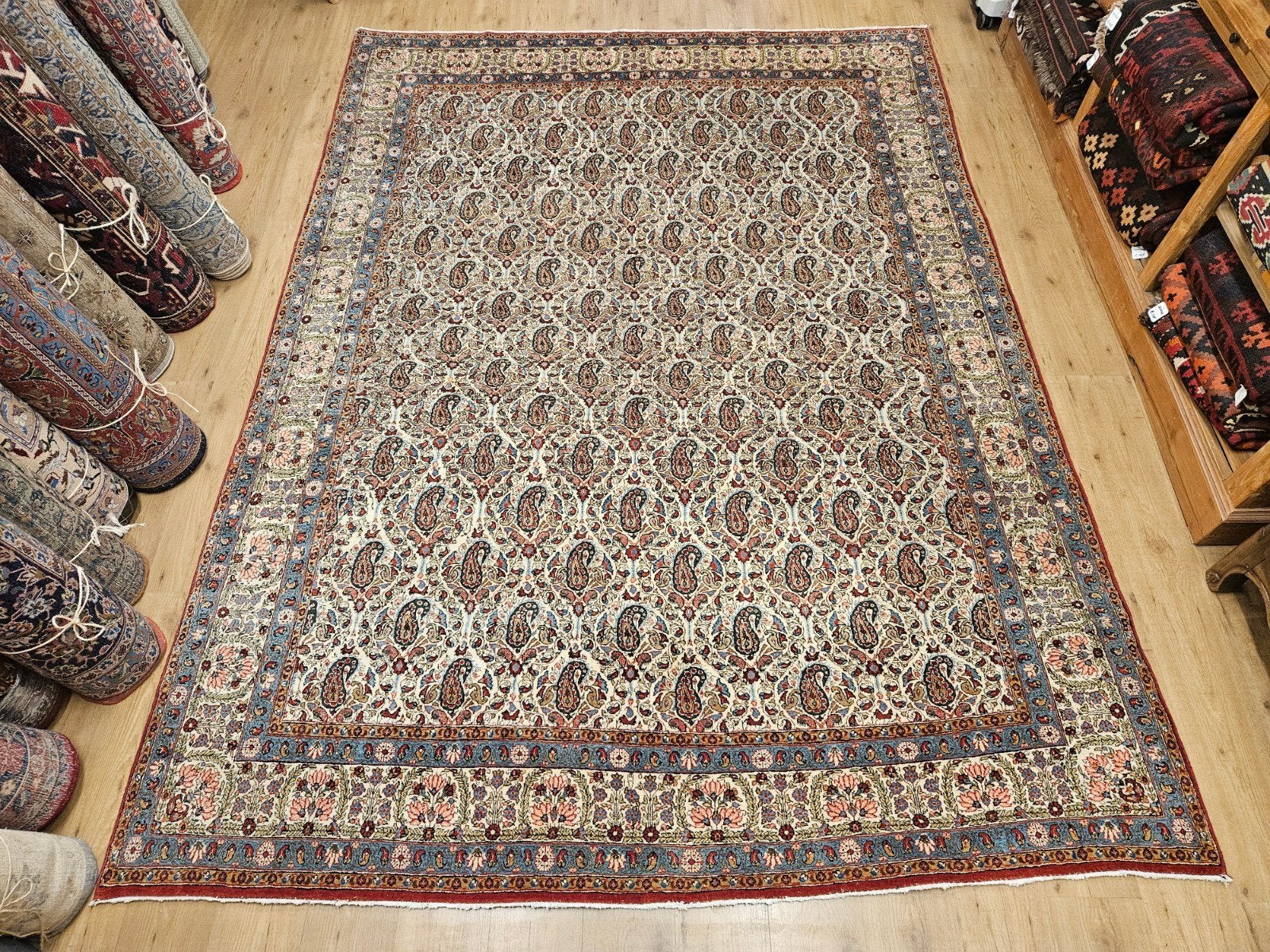 Vintage handgeknoopt perzisch tapijt ghom 318x231, Info@SlatsAntiek.nl, Tweedehands, Perzisch, 200 cm of meer