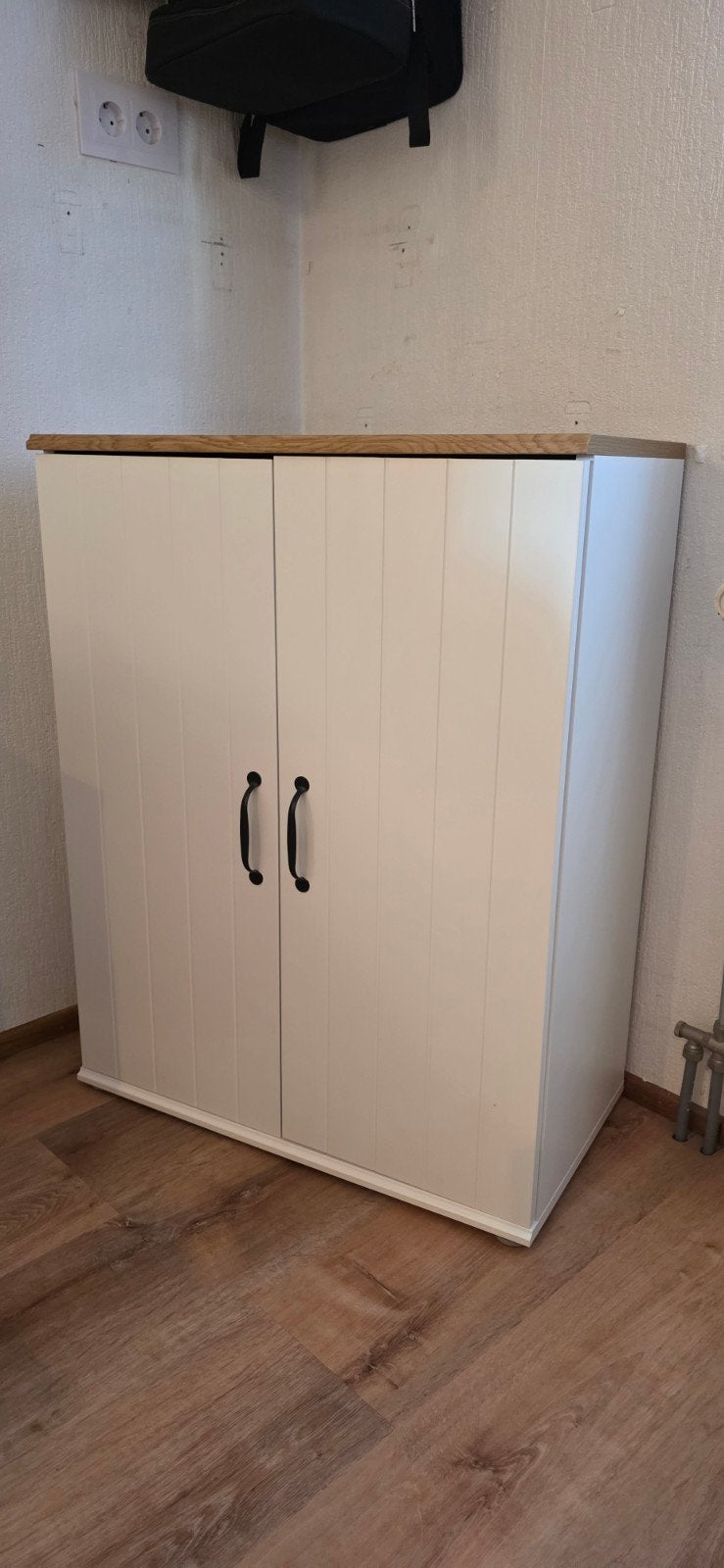 Witte kast met houtlook blad - 70x38x90 cm, Ophalen, Gebruikt
