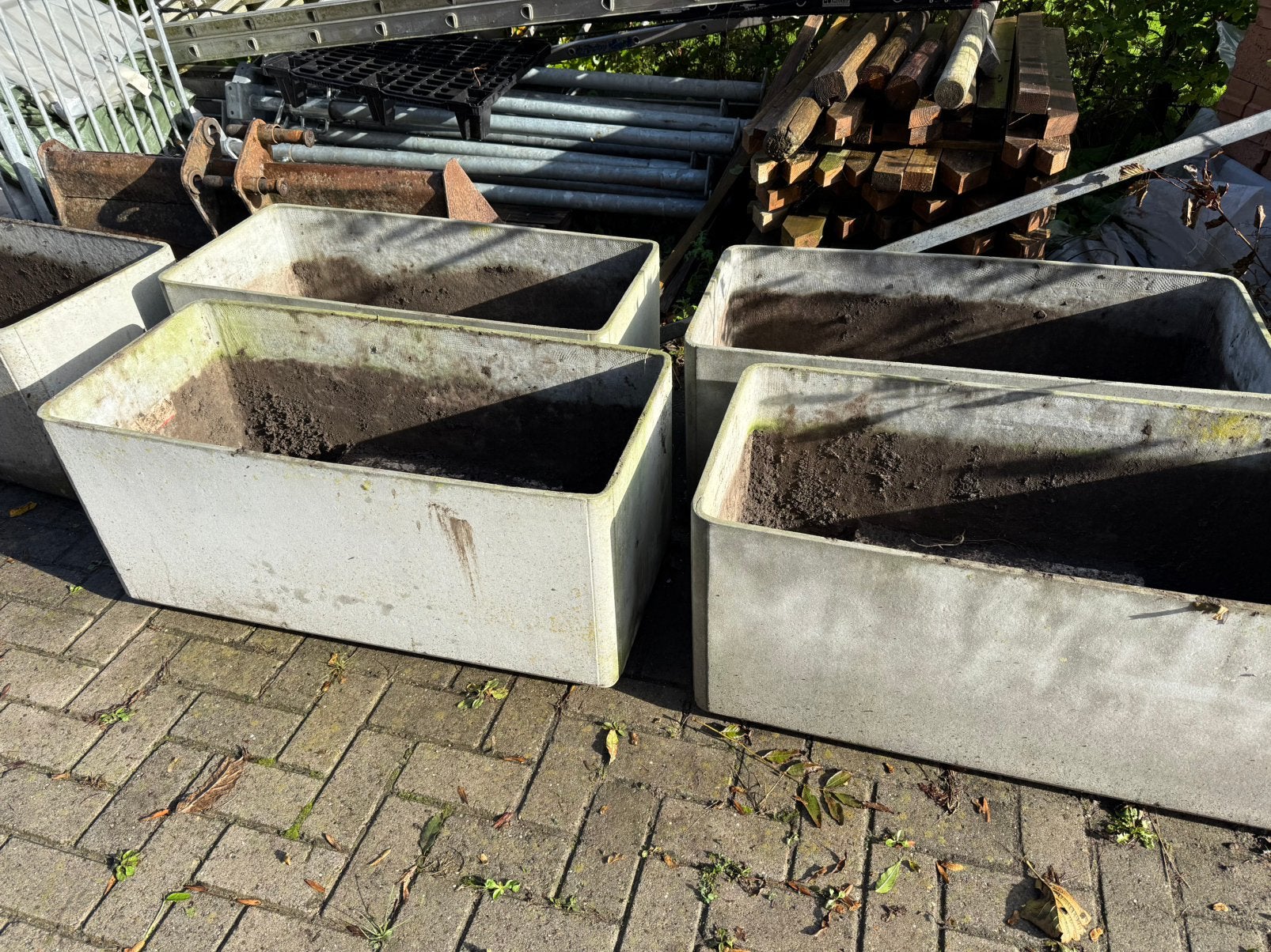 4 plantenbakken eternit eform swisspearl 45x45x100cm, Ophalen, Gebruikt, 100 cm of meer, Balkon