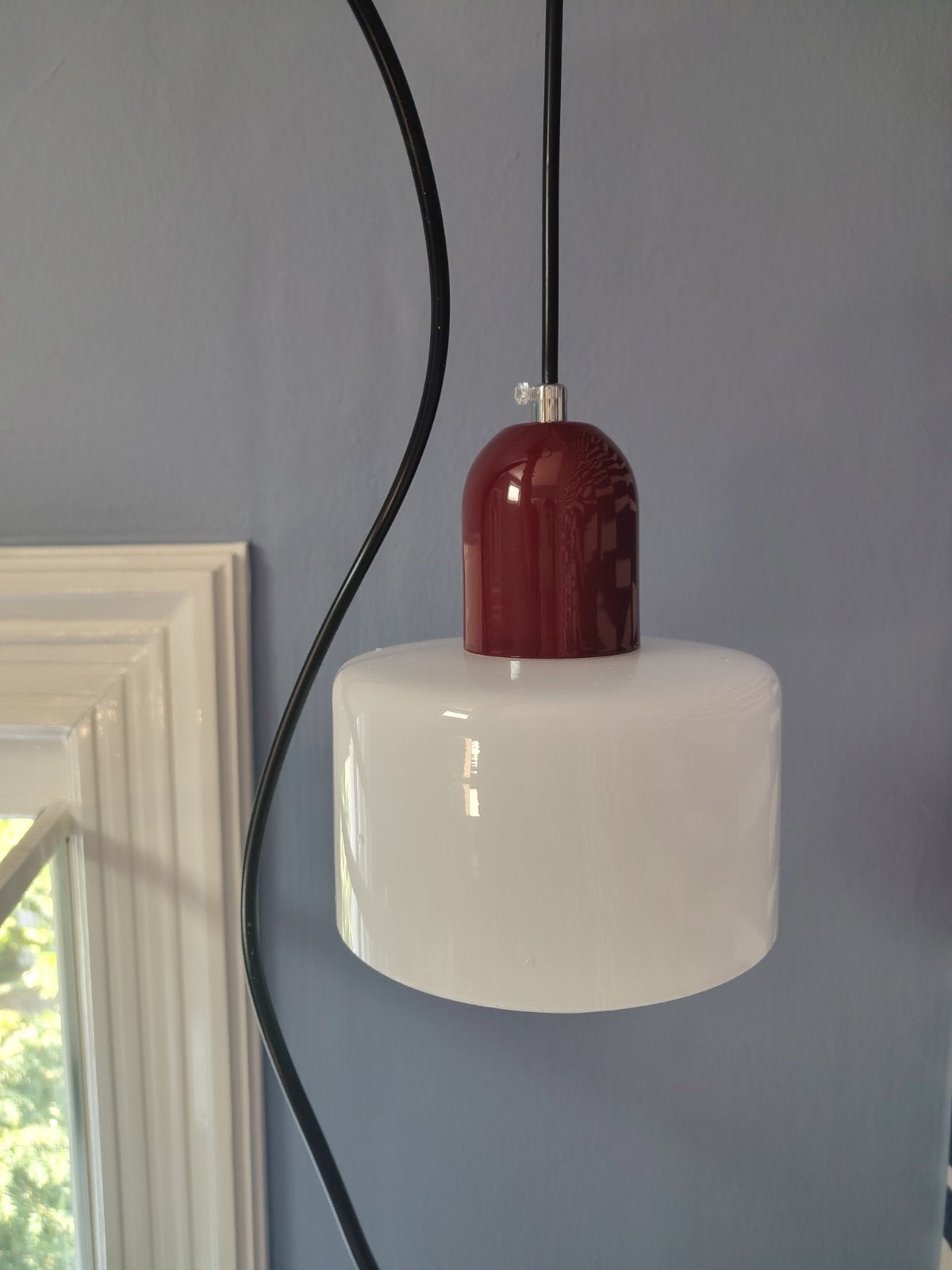 2x Velin retro glazen hanglampen Bauhaus stijl - wit/rood, Huis en Inrichting, Lampen | Hanglampen, Ophalen of Verzenden, Nieuw