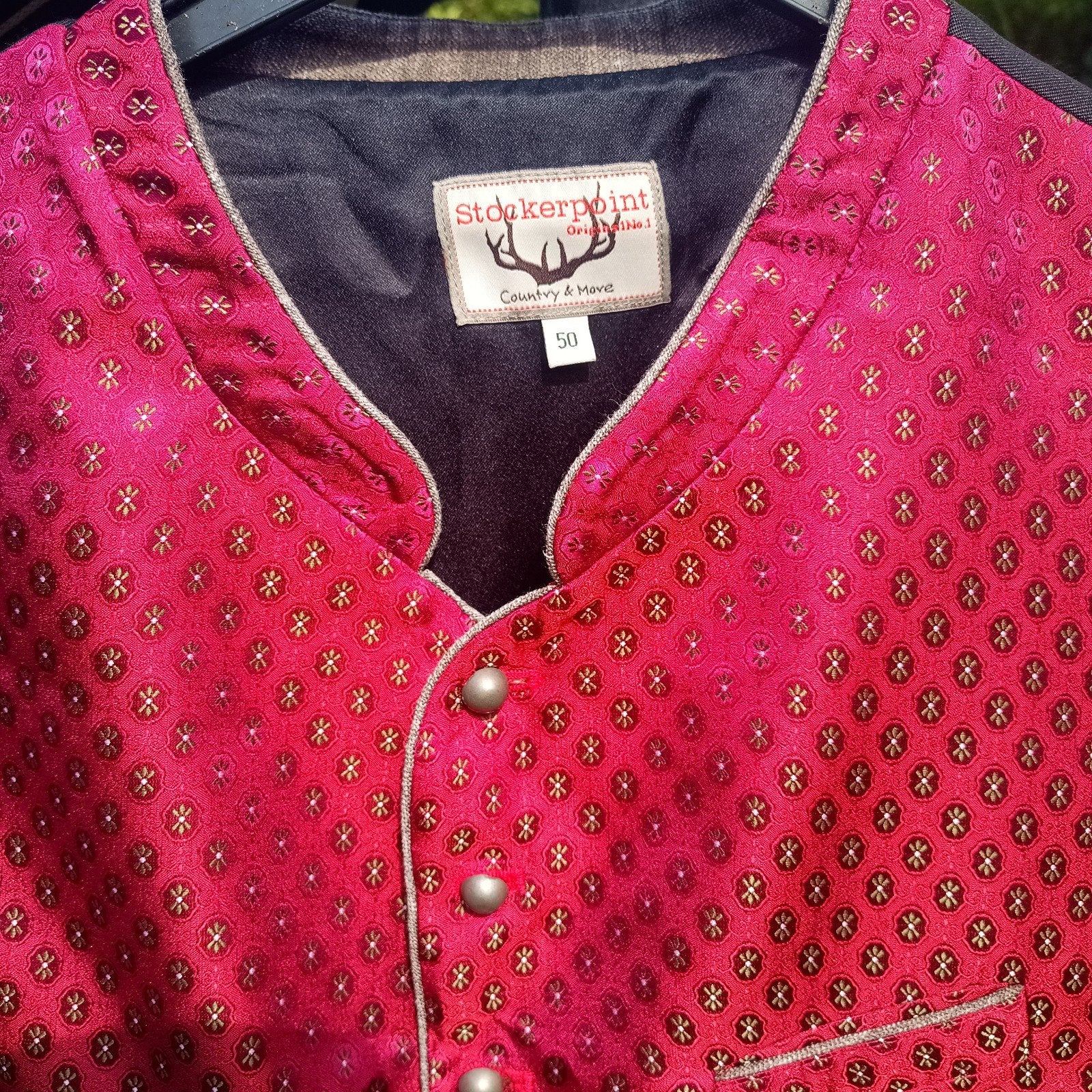 Stockerpoint 50 trachten gilet rood Oktoberfest zgan, Ophalen of Verzenden, Zo goed als nieuw, Maat 48/50 (M), Stockerpoint