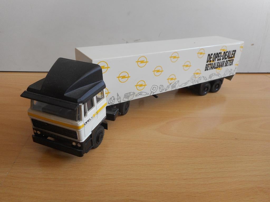 Lio Car Daf 3300 met Trailer Opel Dealer, Ophalen of Verzenden, Zo goed als nieuw, Bus of Vrachtwagen, Lion Toys