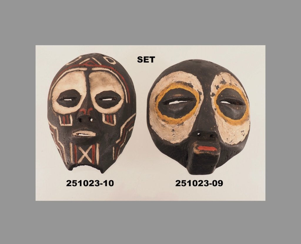 Set Luba Benelulua maskers (251023-09/10) setprijs!, Hout, Gesneden, Afrika, Masker