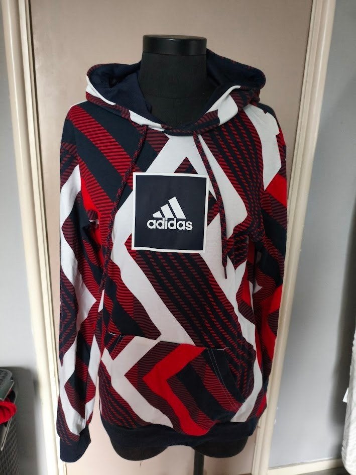 Adidas heren hoodie wit / rood en donkerblauw, Meerkleurig, Ophalen of Verzenden, Adidas, Gedragen