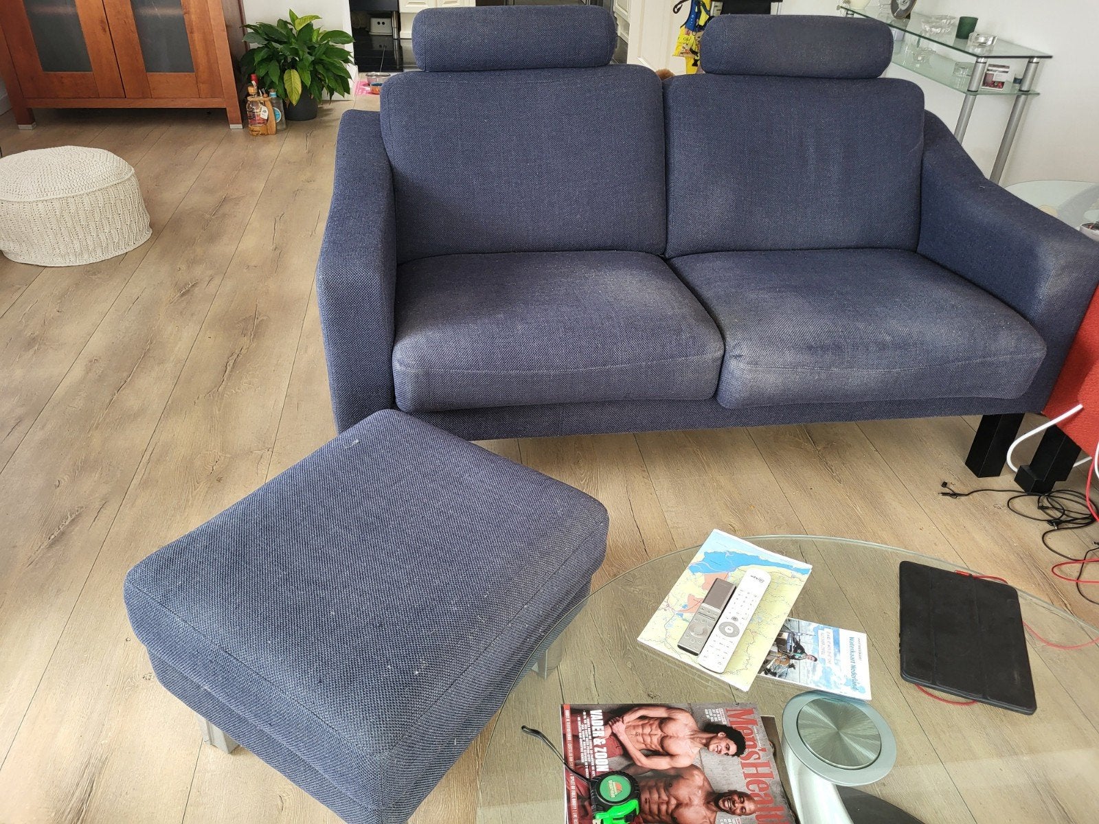 Leolux Antonia 2-zitsbank met hoofdsteunen en poef!!, Huis en Inrichting, Banken | Bankstellen, Gebruikt, 150 tot 200 cm, Tweepersoons