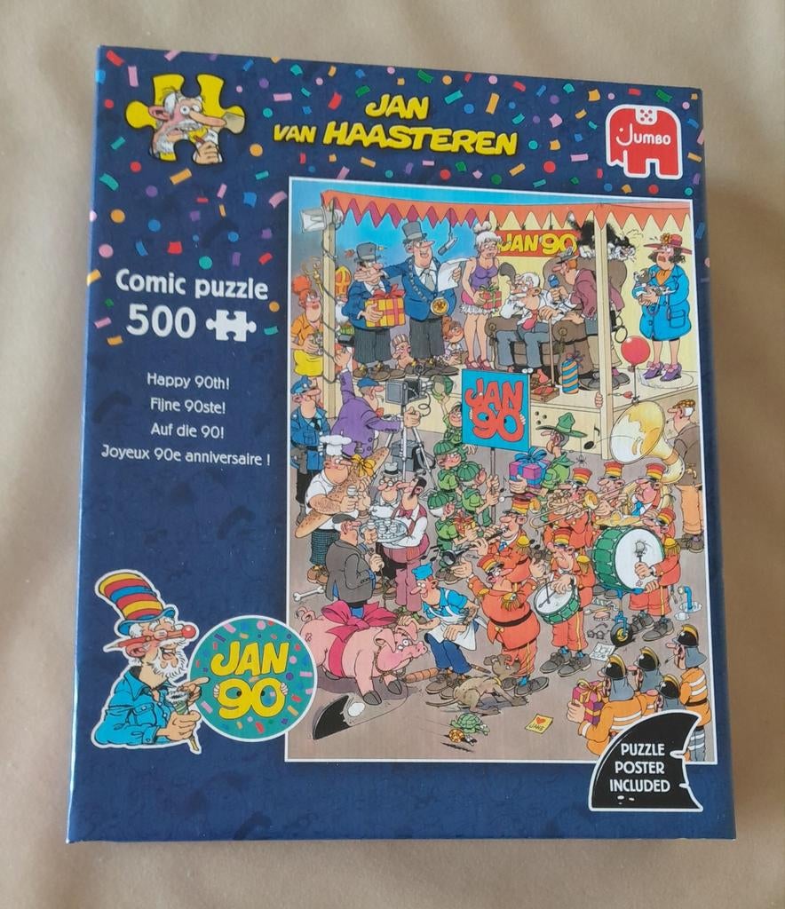 Jan van Haasteren puzzel  FIJNE 90STE!, Ophalen of Verzenden, 500 t/m 1500 stukjes, Zo goed als nieuw, Legpuzzel