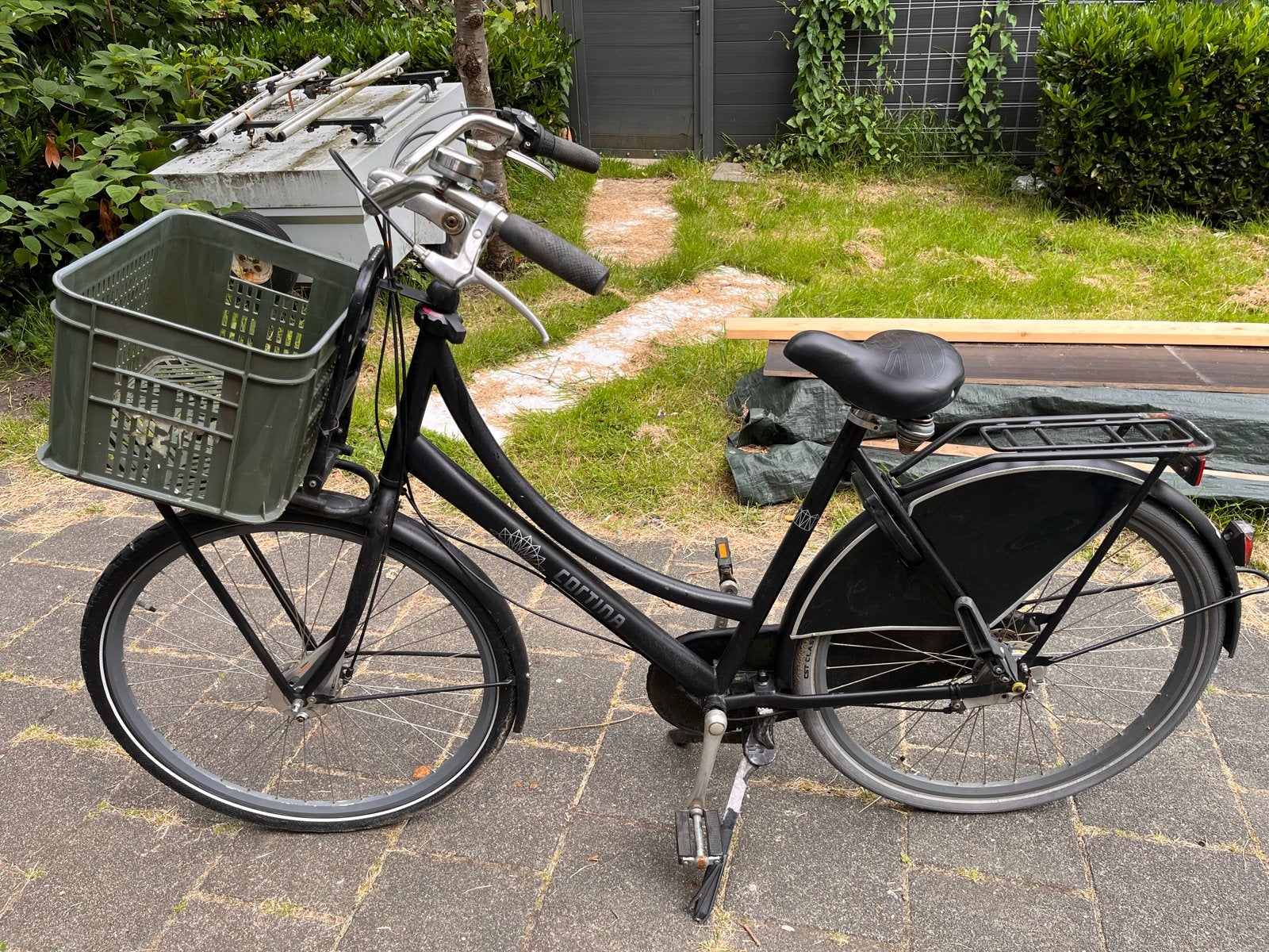 Cortina Transportfiets Dames - Zwart met krat, Velgrem, Versnellingen, Ophalen, Overige merken