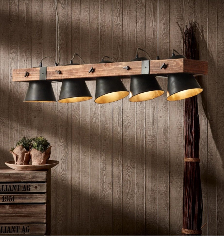 Brilliant Hanglamp Plow, Ophalen, Zo goed als nieuw, Hout, E27 (groot)