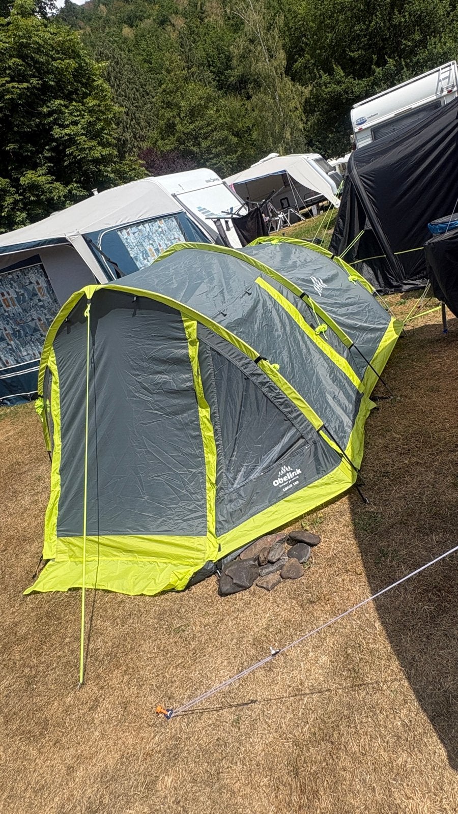 Obelink Lodge 180 tent - Mooie en ruime tunneltent, Ophalen, Zo goed als nieuw, Tot en met 3
