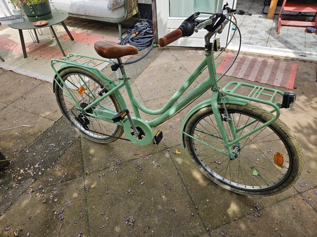 Meisjesfiets (framemaat 36cm) met versnellingen aangeboden, Gebruikt, Velgrem, Versnellingen, 20 inch