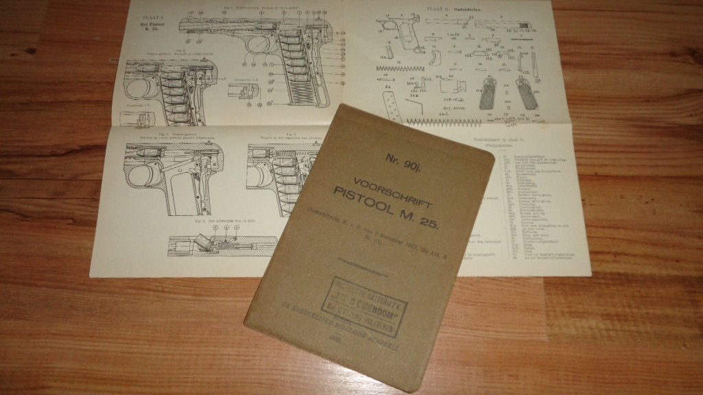 Voorschrift 90j pistool M25 NL leger mobilisatie oorlog 1933, Verzamelen, Verzenden, Landmacht, Nederland, Overige typen