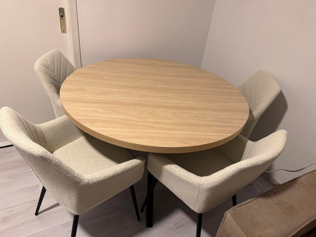 Eettafel sanne rond 130 cm melamine, Ophalen, Rond, Nieuw, Vier personen