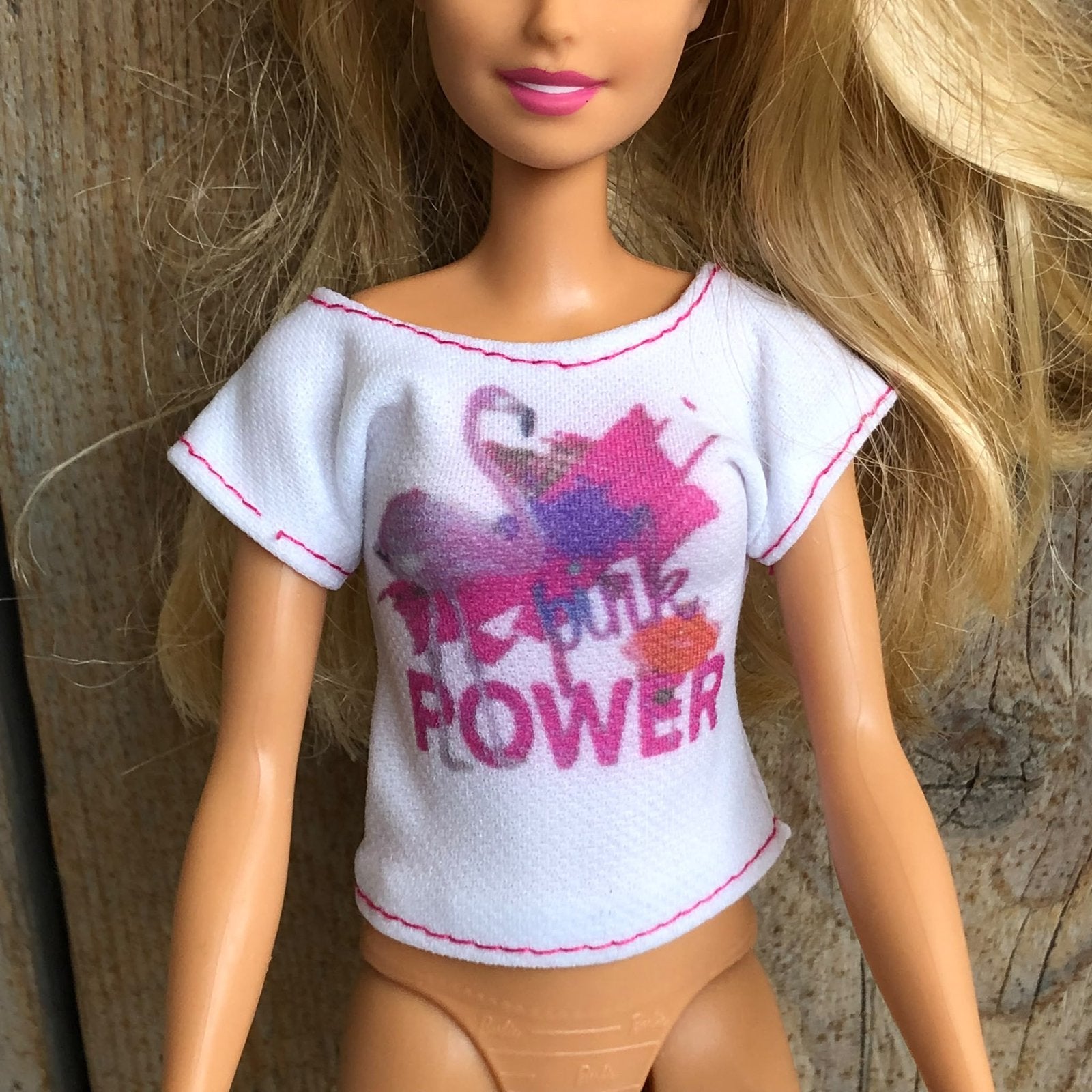 Wit shirt met roze print voor Barbie, Ophalen of Verzenden, Zo goed als nieuw, Barbie