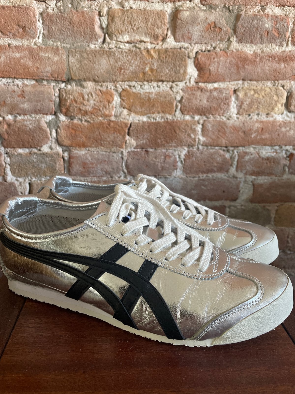 Onitsuka Tiger Mexico 66 Zilver zwart Maat 40, Kleding | Dames, Schoenen, Verzenden, Zo goed als nieuw, Overige kleuren, Sneakers of Gympen
