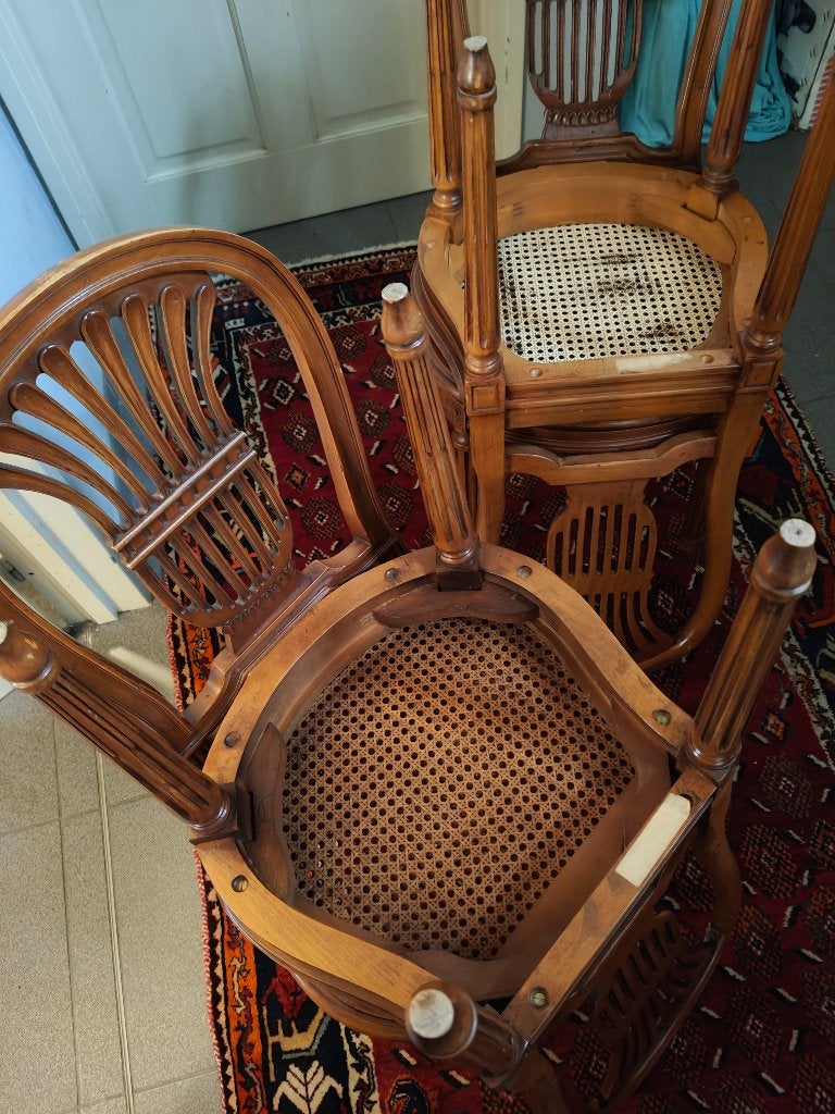 3 (4) keuken of eetkamer stoelen volledig hout, Ophalen, Gebruikt, Bruin, Hout