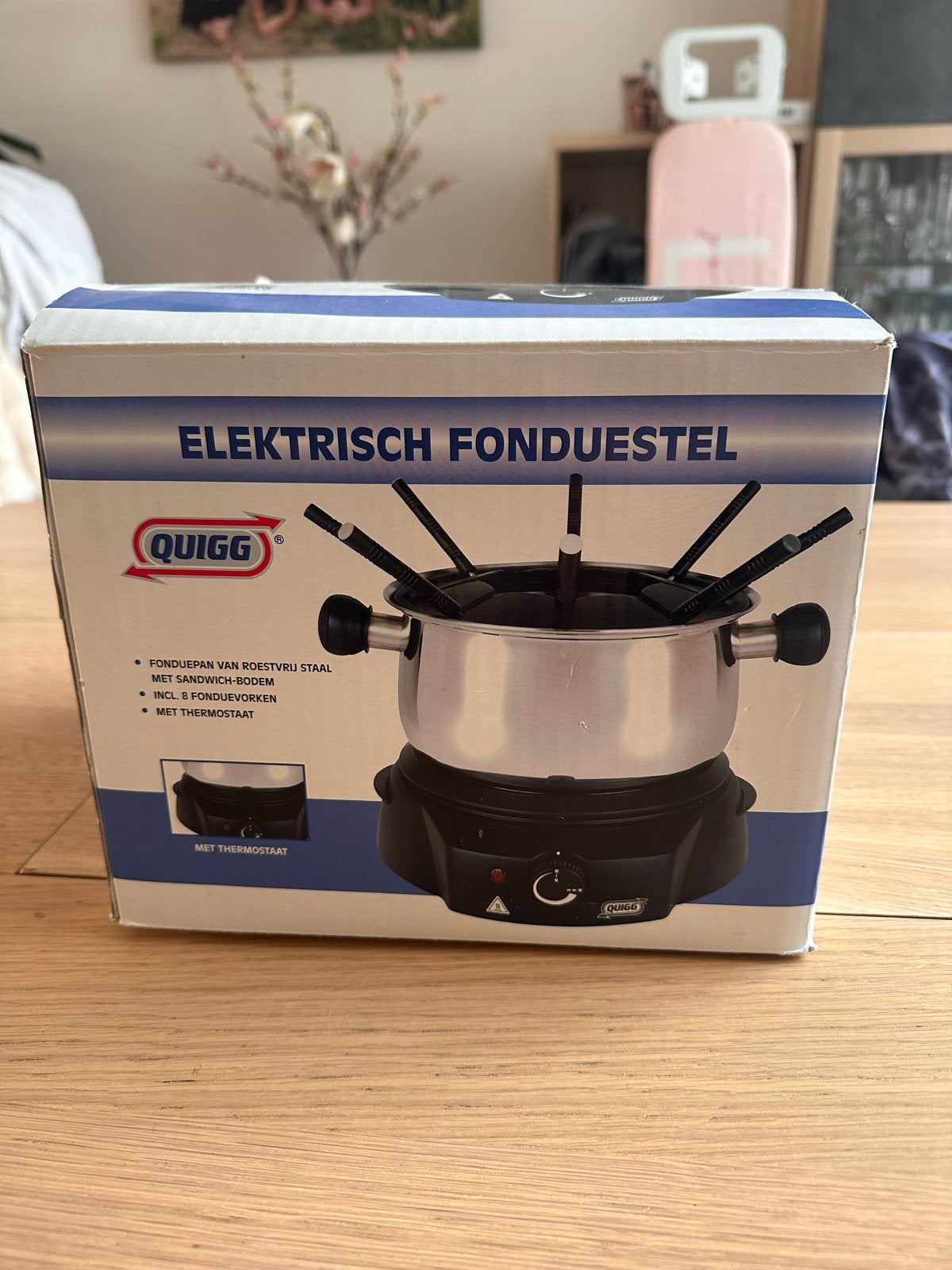 QUIGG Elektrisch Fondue Stel - Roestvrij Staal, Ophalen of Verzenden, Zo goed als nieuw, Elektrisch, Fondueset
