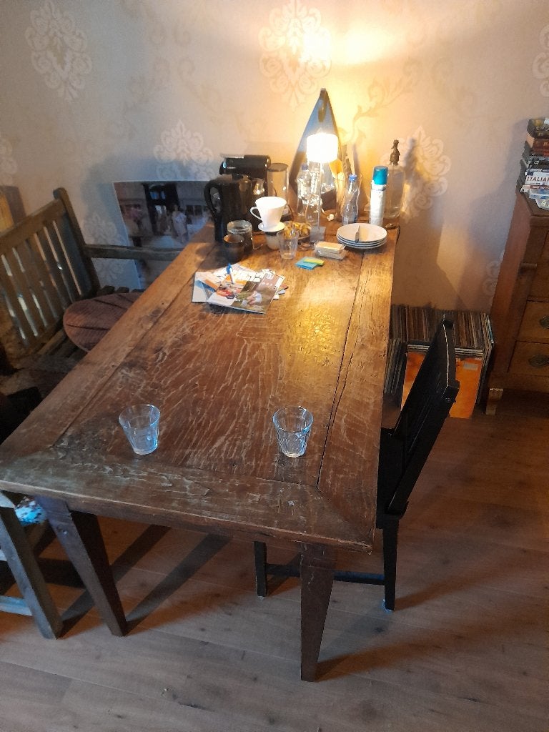 tafel  geleefd hard hout, Ophalen, Gebruikt, Koloniaal, Teakhout