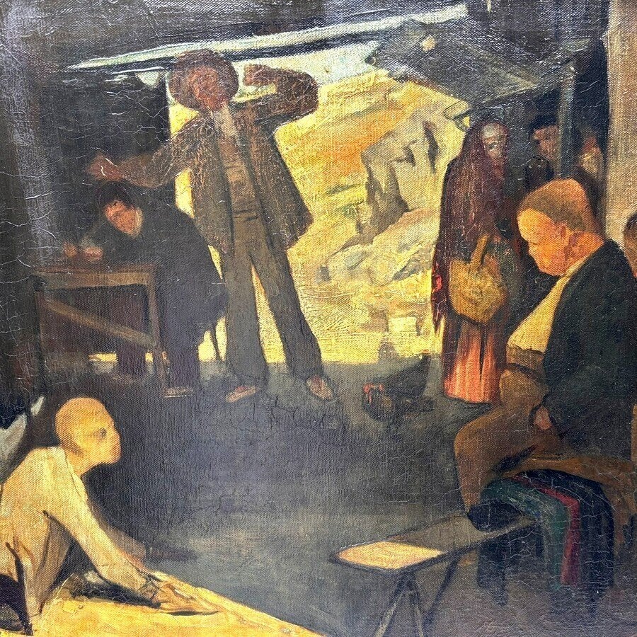 Chris Huidekooper (1878-1939) - Figuren bij een tent, Antiek en Kunst, Kunst | Schilderijen | Klassiek, Ophalen of Verzenden