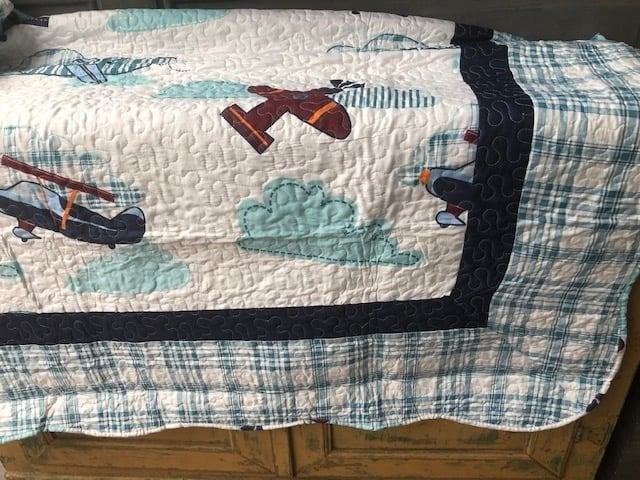 bedsprei quilt plaid woondeken deken Clayre& Eef vliegtuigen, Meerkleurig, Clayre&Eef, Dekbedovertrek, Ophalen of Verzenden