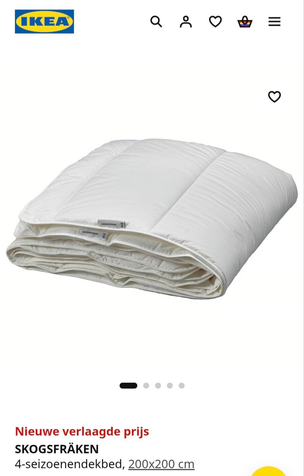 IKEA SKOGSFRÄKEN 4-seizoenendekbed 200x200 cm, Ophalen, Wit, Deken of Dekbed, IKEA