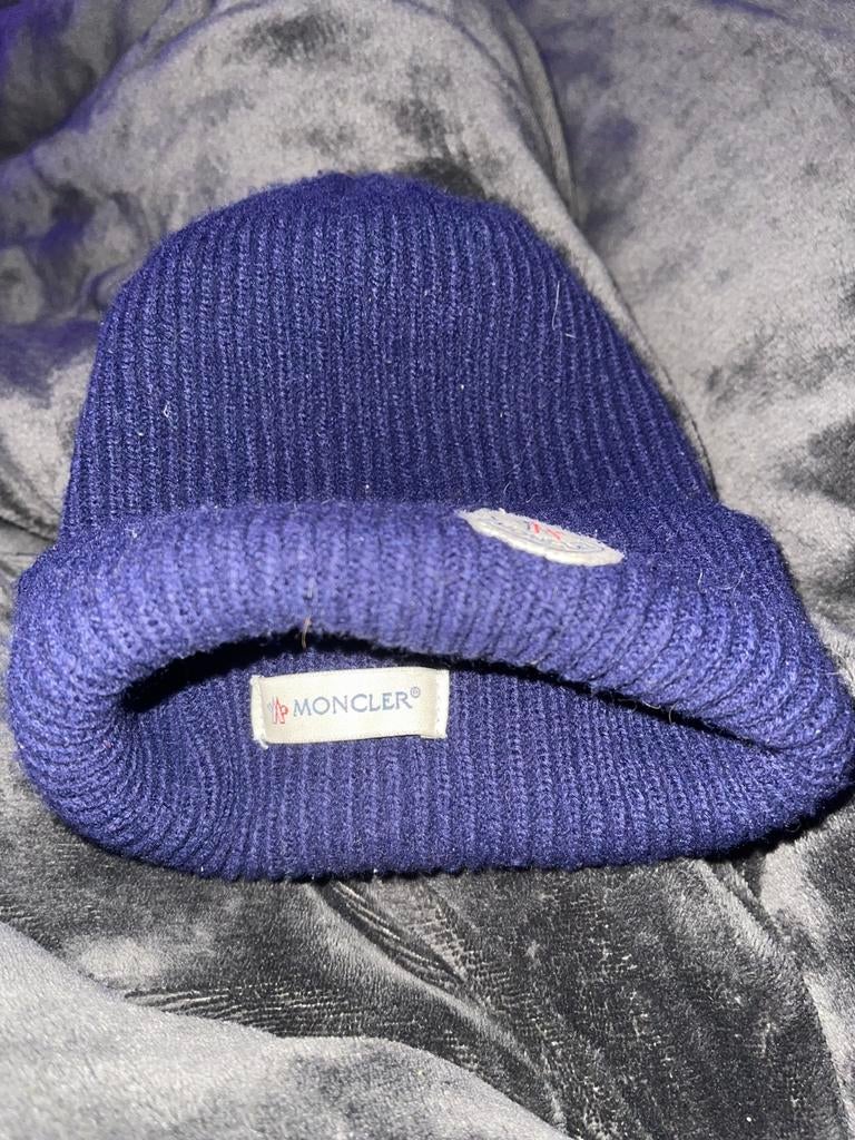 Moncler muts - blauw, Ophalen of Verzenden, Zo goed als nieuw, Overige maten, Muts